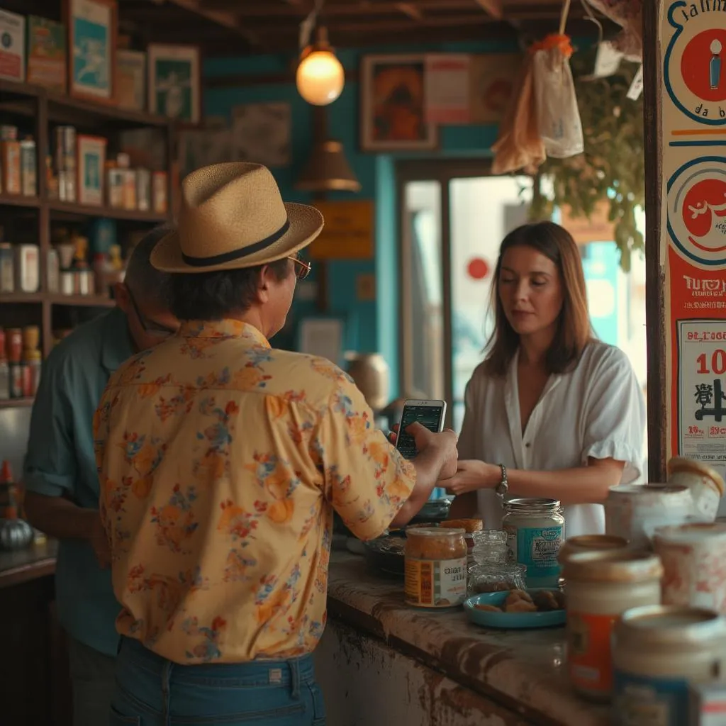 Comerciante recebendo pagamento via Pix